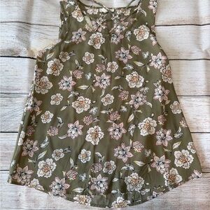 Maurices Floral Tank Top - Olive and Pink